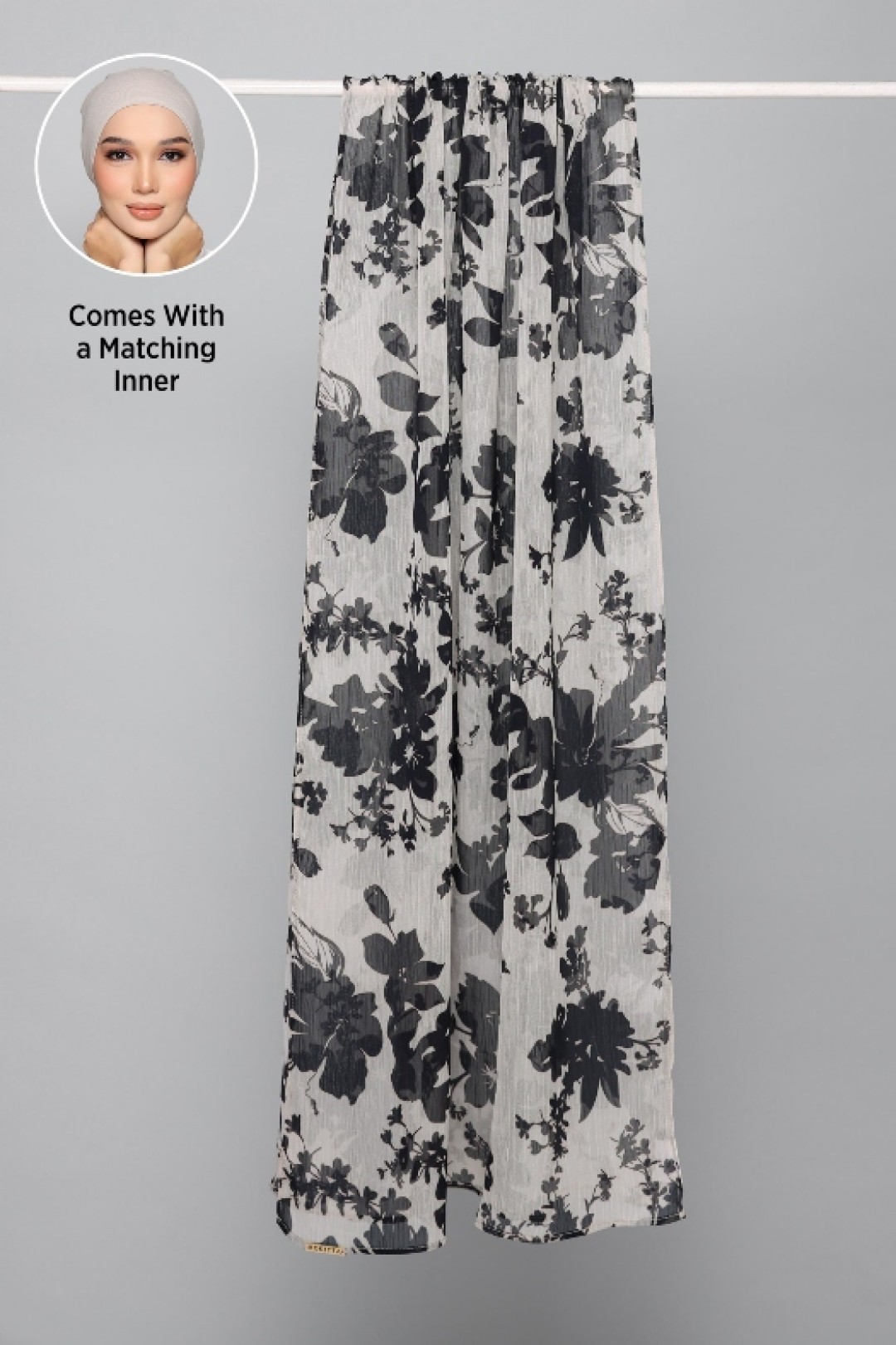 Black Bouquet - Printed Plus Crinkled Chiffon