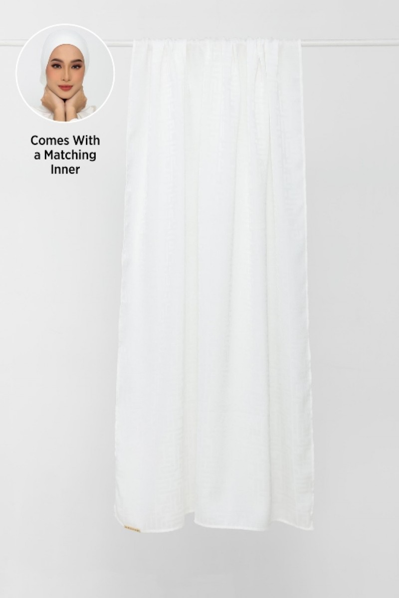 Jacquard Monogram White - Premium Plain Jacquard Crepe Satin