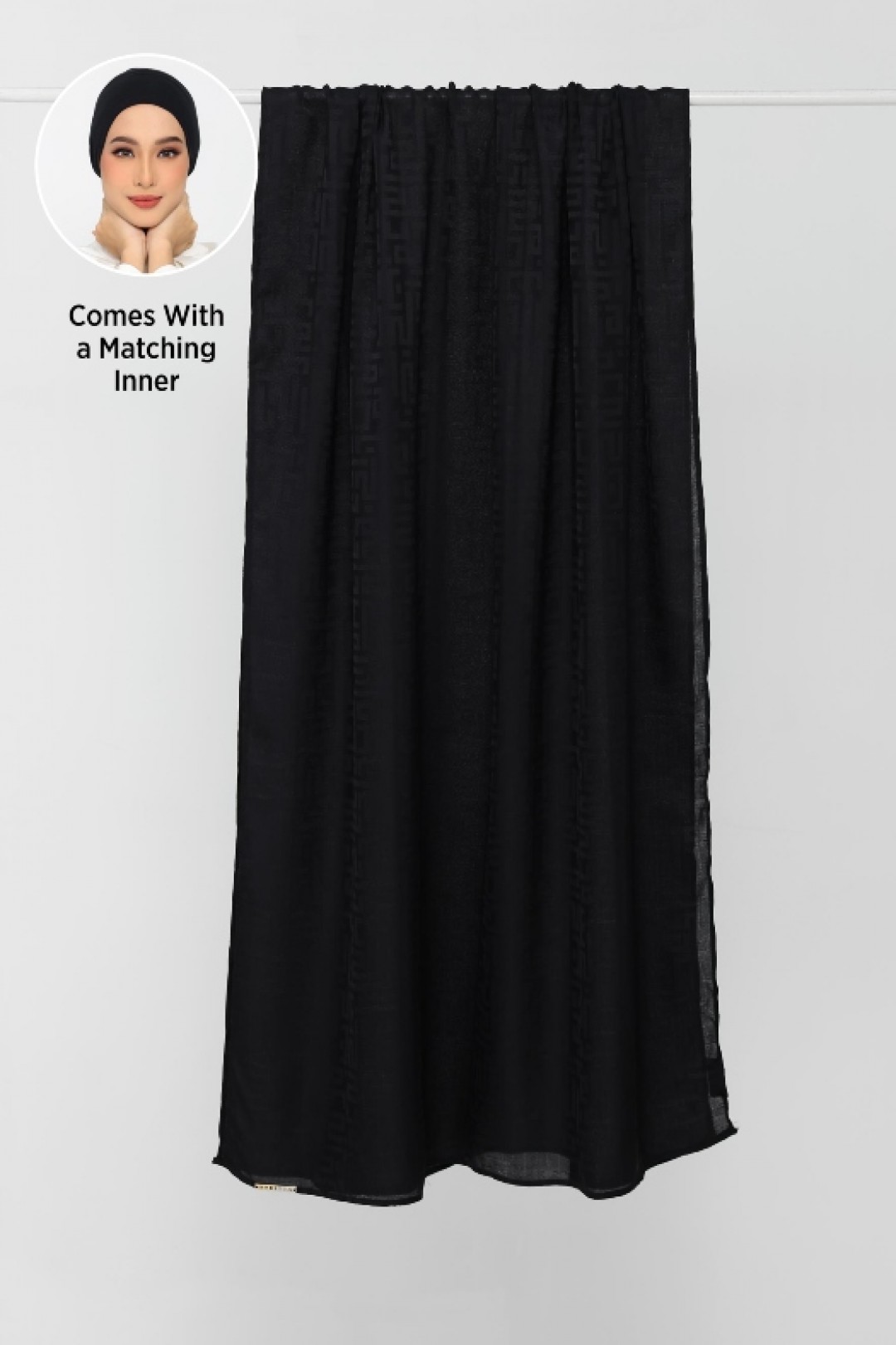 Monogram Black - Premium Plain Jacquard Crepe Satin