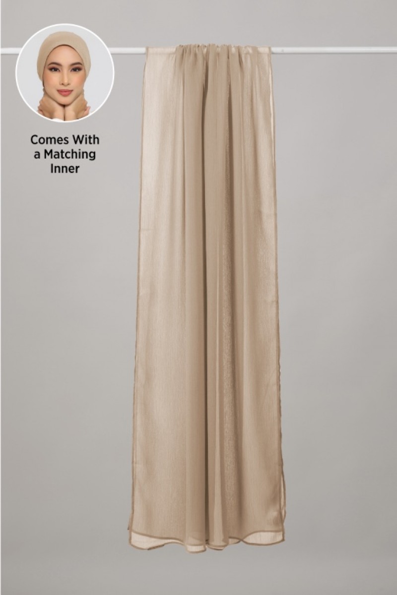 Neutral Beige - Plain Crinkled Chiffon