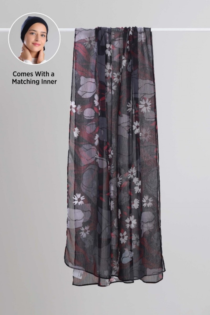 Noirbloom - Printed Plus Crinkled Chiffon