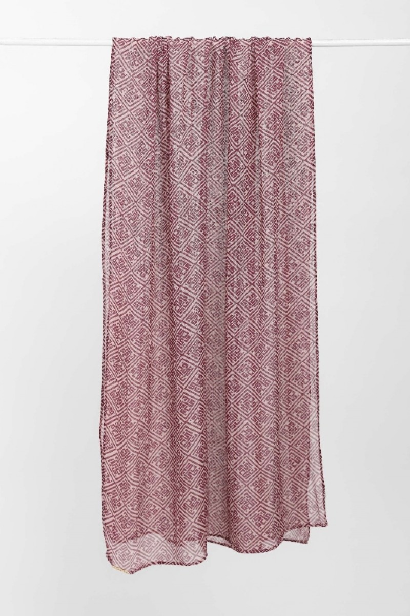 Monogram Maze Burgundy - Printed Woven Modal