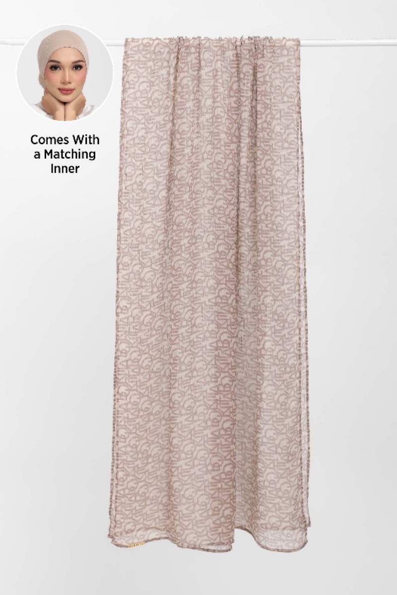 Bokitta Oblique Greige - Printed Plus Crinkled Chiffon