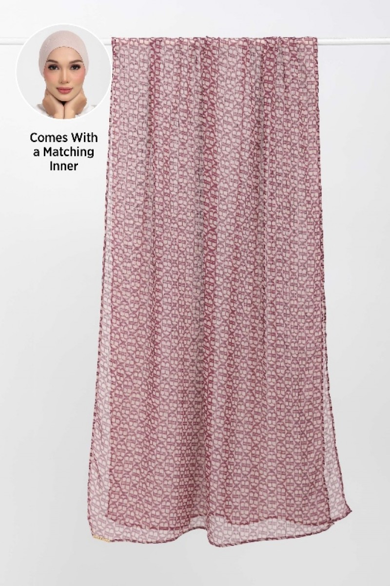 Maison B Burgundy - Printed Plus Crinkled Chiffon