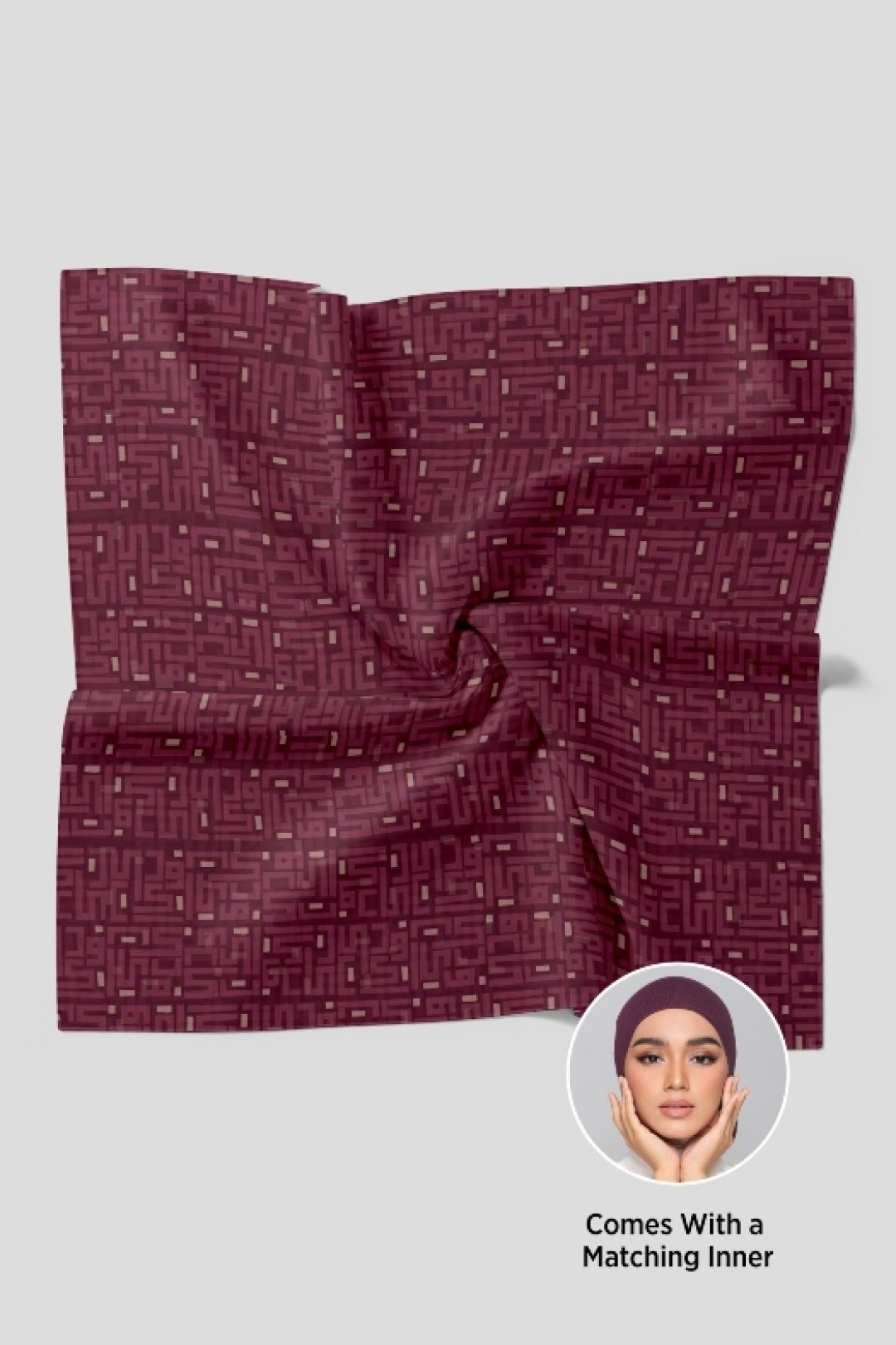 Monogram Maroon - Printed Plus Crinkled Chiffon