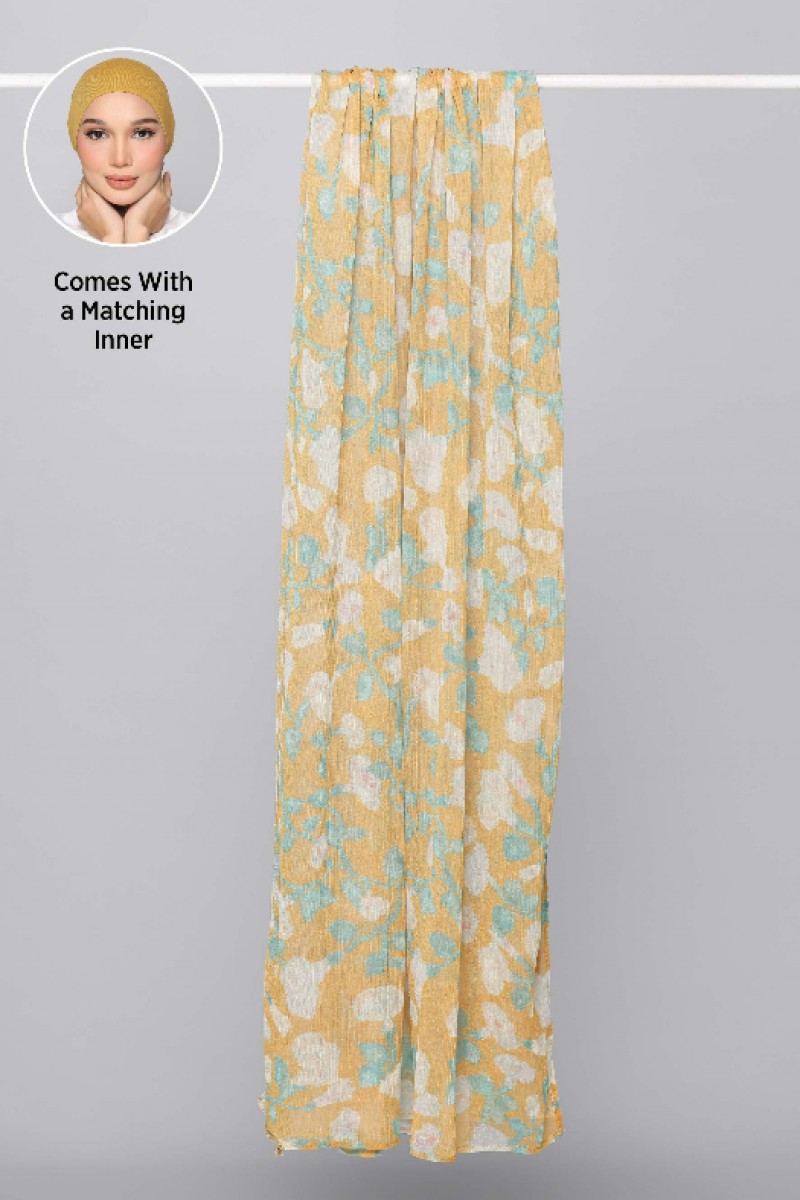 Golden Ikat - Printed Plus Crinkled Chiffon