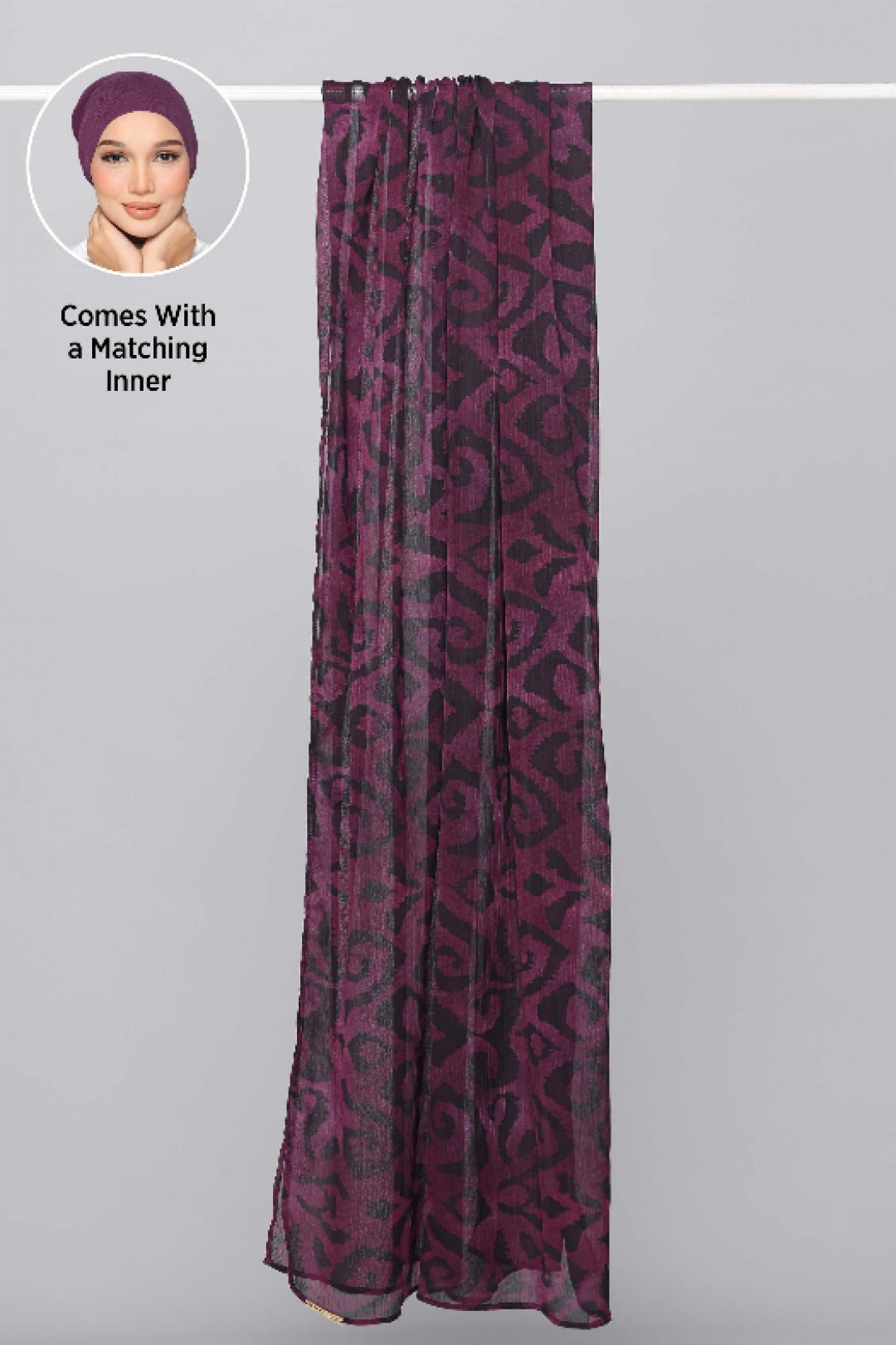 Plum Waves - Printed Plus Crinkled Chiffon