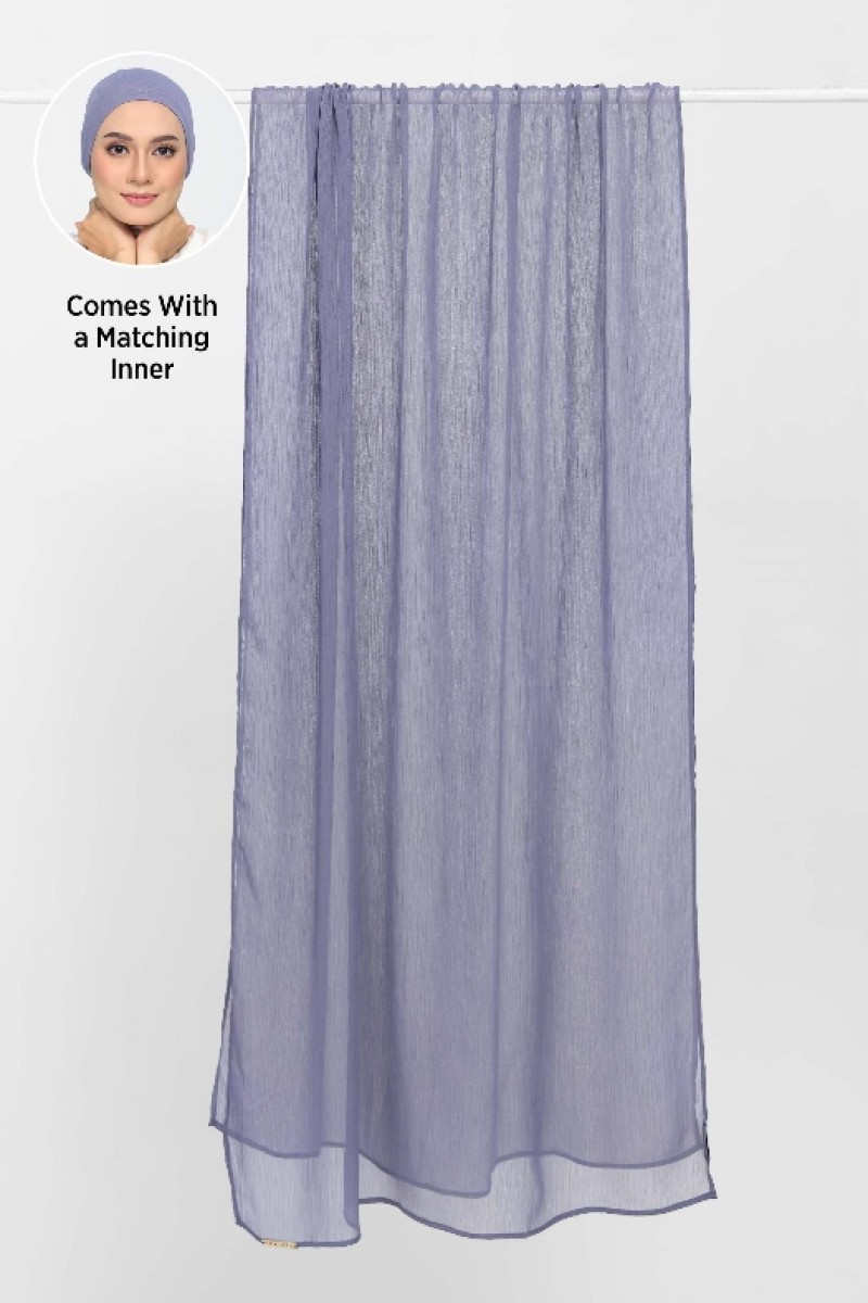Crown Blue - Plain Crinkled Chiffon