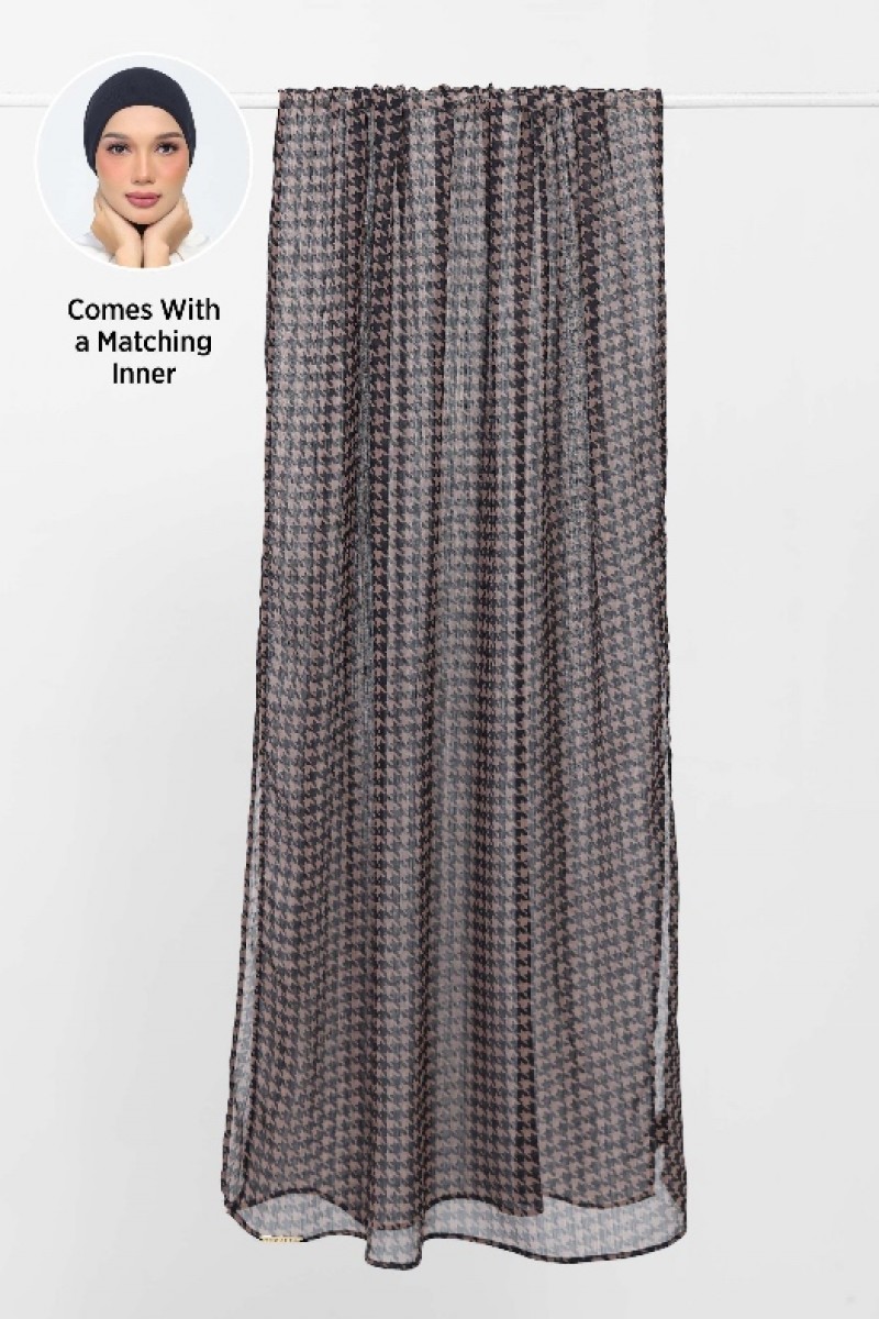 Houndstooth Black - Printed Plus Crinkled Chiffon