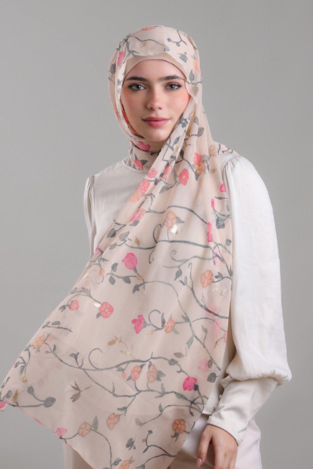 Sheikh Zayed - Printed Plus Crinkled Chiffon with Foil