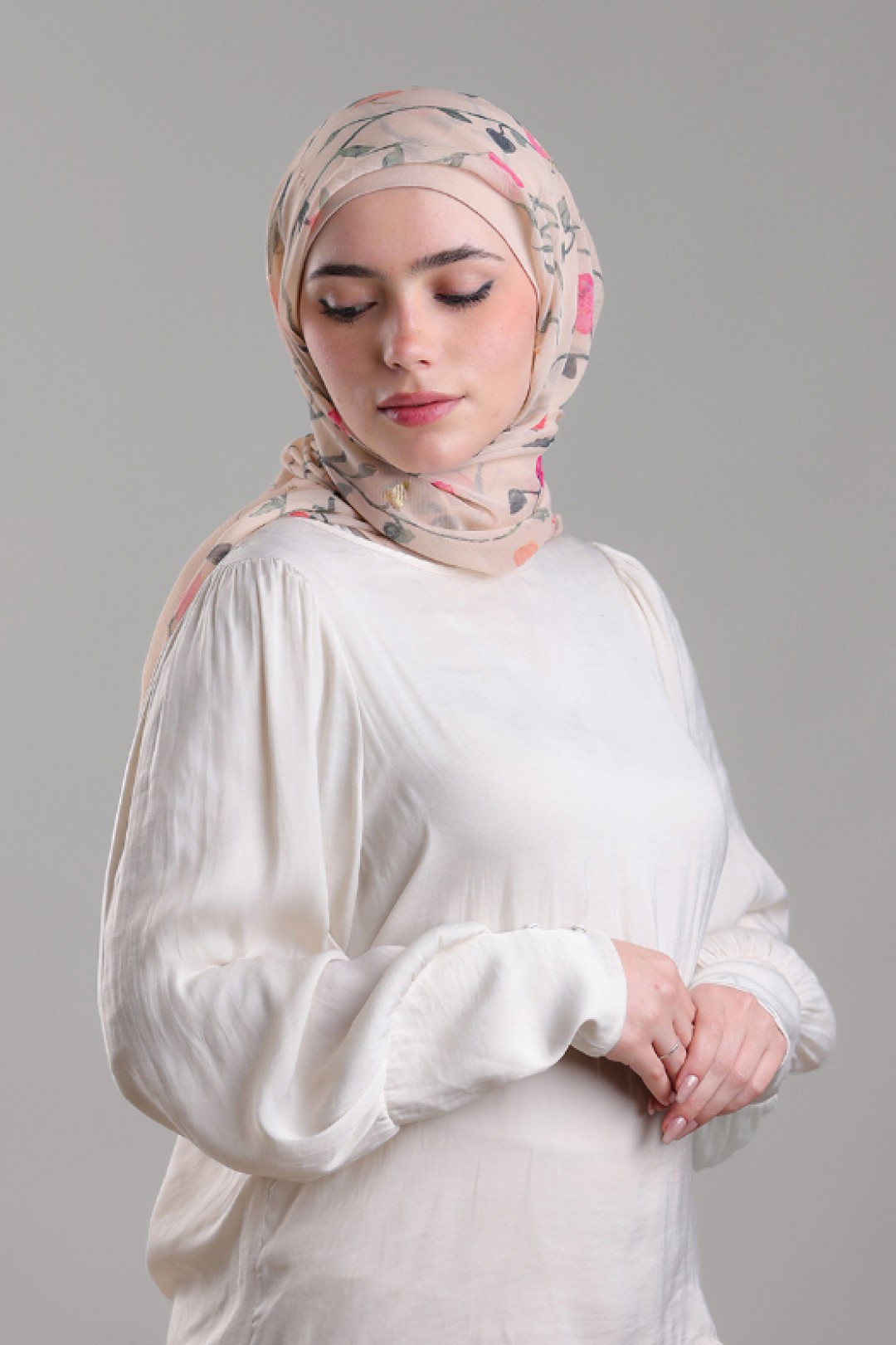 Sheikh Zayed - Printed Plus Crinkled Chiffon with Foil