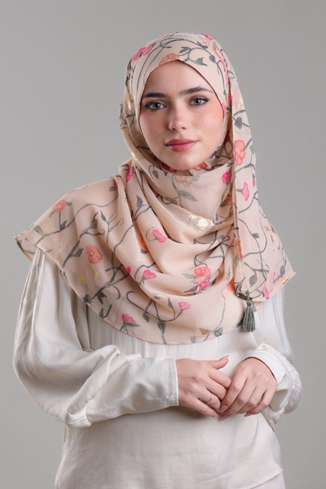 Sheikh Zayed - Printed Plus Crinkled Chiffon with Foil