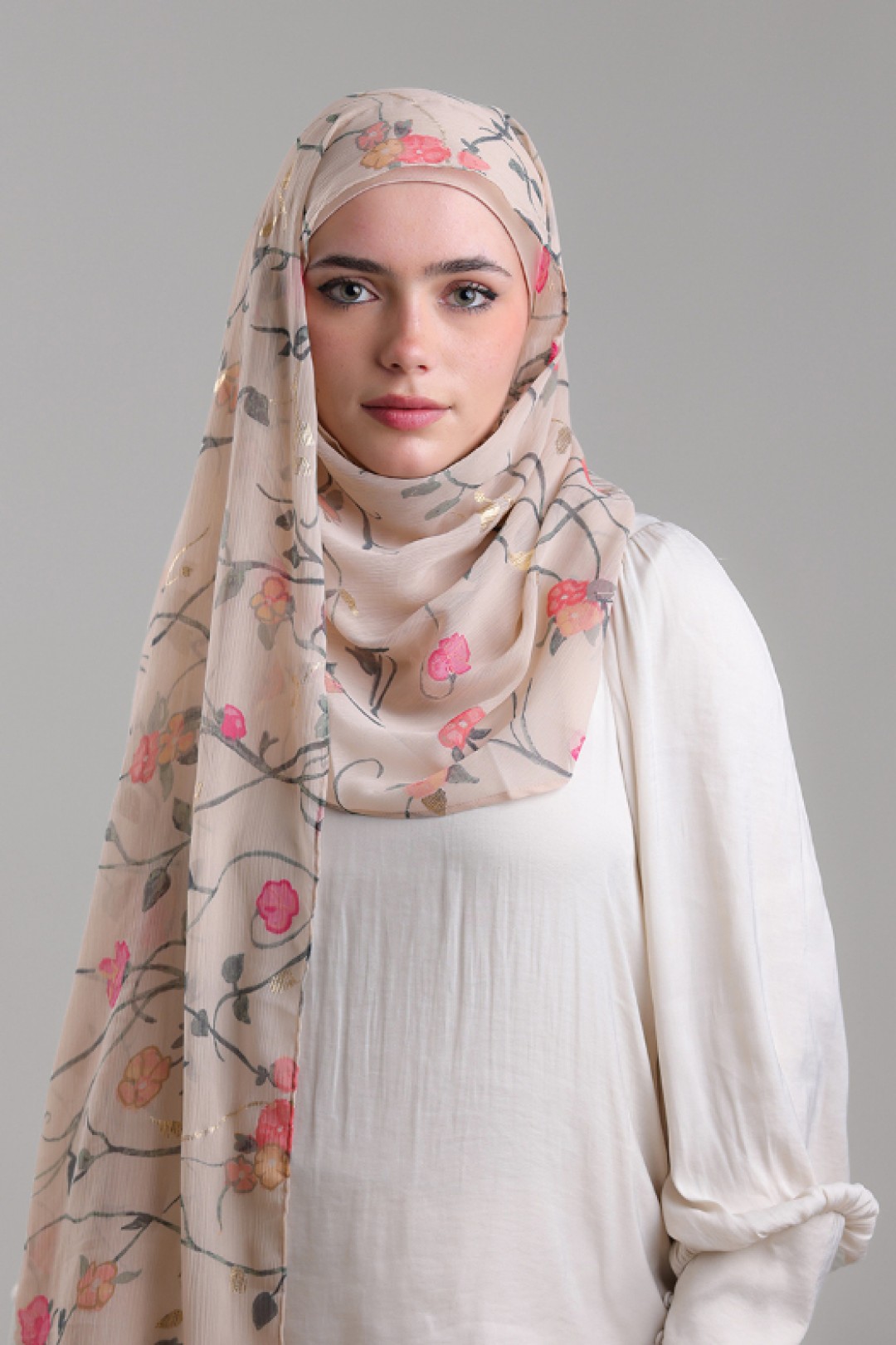 Sheikh Zayed - Printed Plus Crinkled Chiffon with Foil