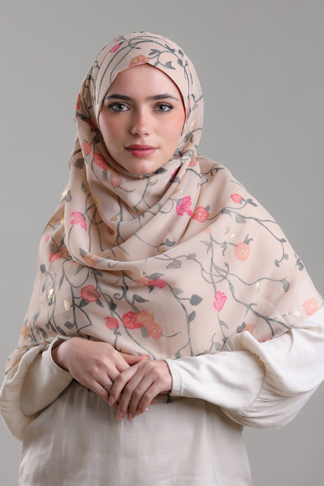 Sheikh Zayed - Printed Plus Crinkled Chiffon with Foil