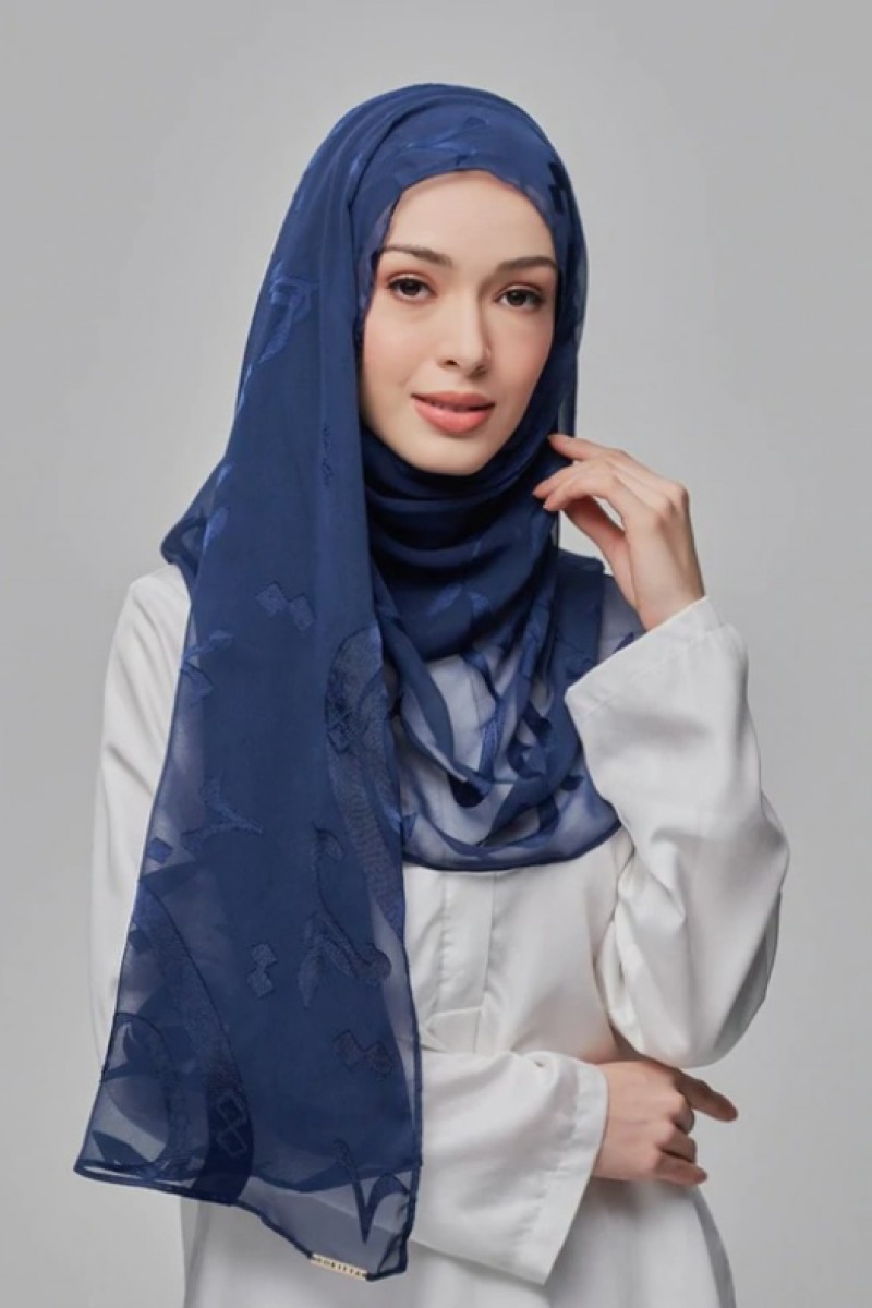 Signature Navy - Premium Plain Brasso Georgette