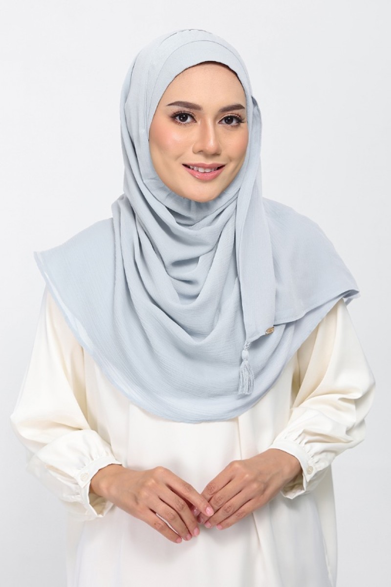 Silver - Plain Crinkled Chiffon