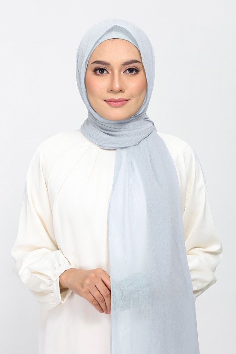 Silver - Plain Crinkled Chiffon