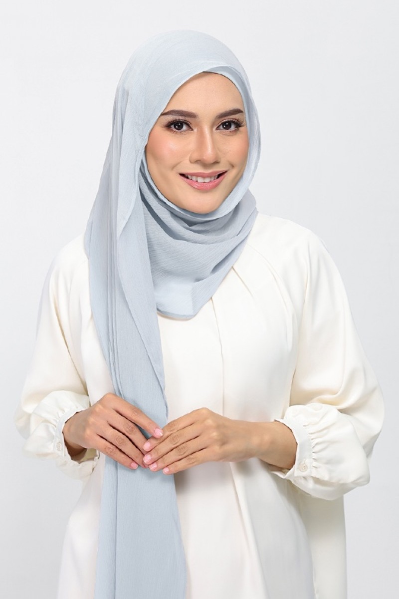 Silver - Plain Crinkled Chiffon