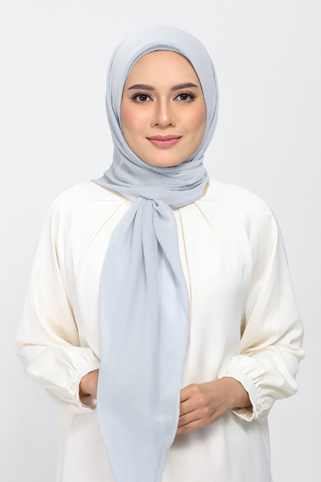 Silver - Plain Crinkled Chiffon