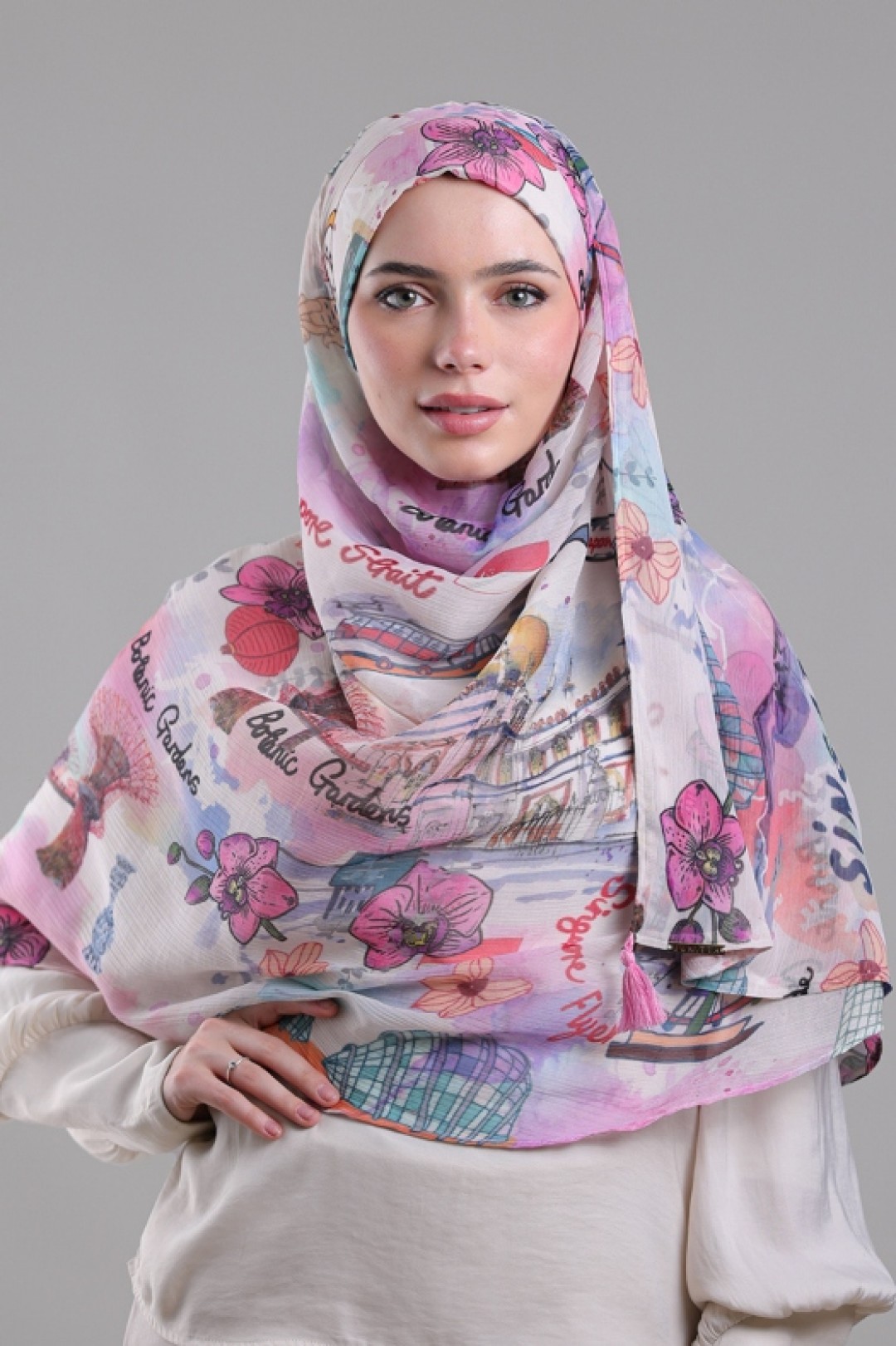 Singapore - Printed Crinkled Chiffon