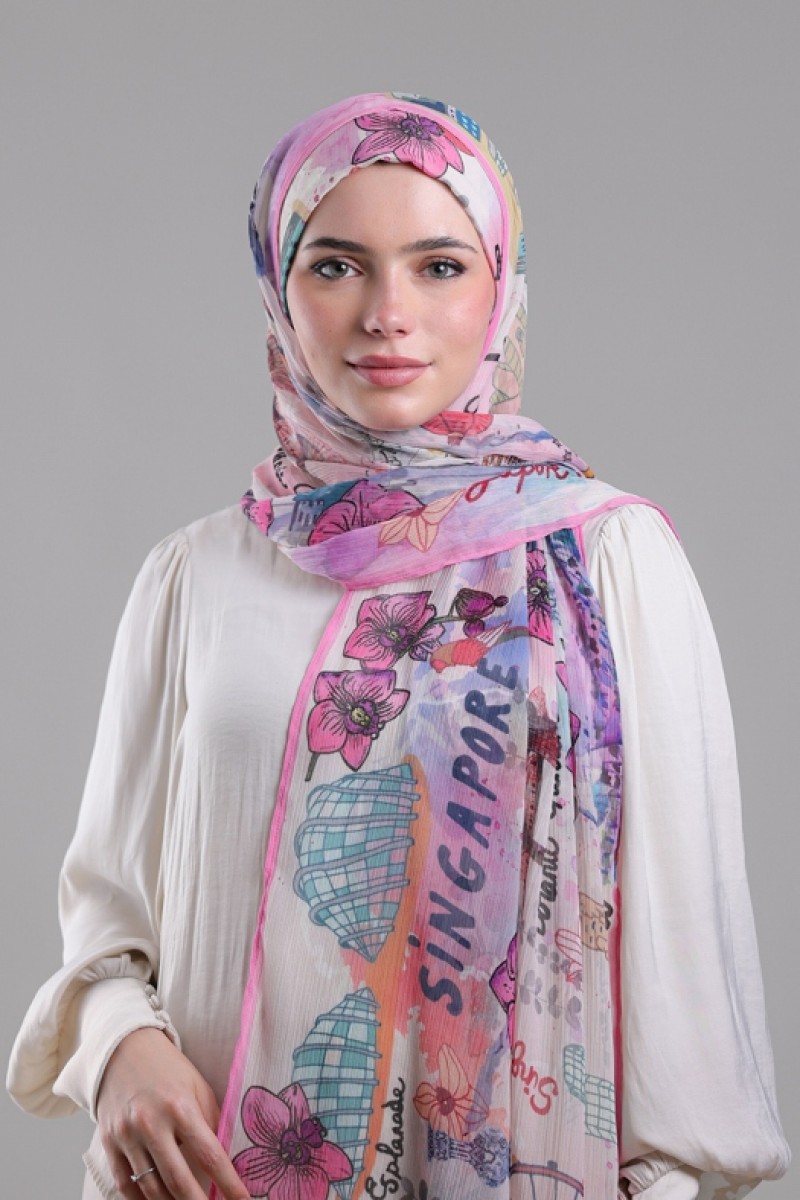 Singapore - Printed Crinkled Chiffon