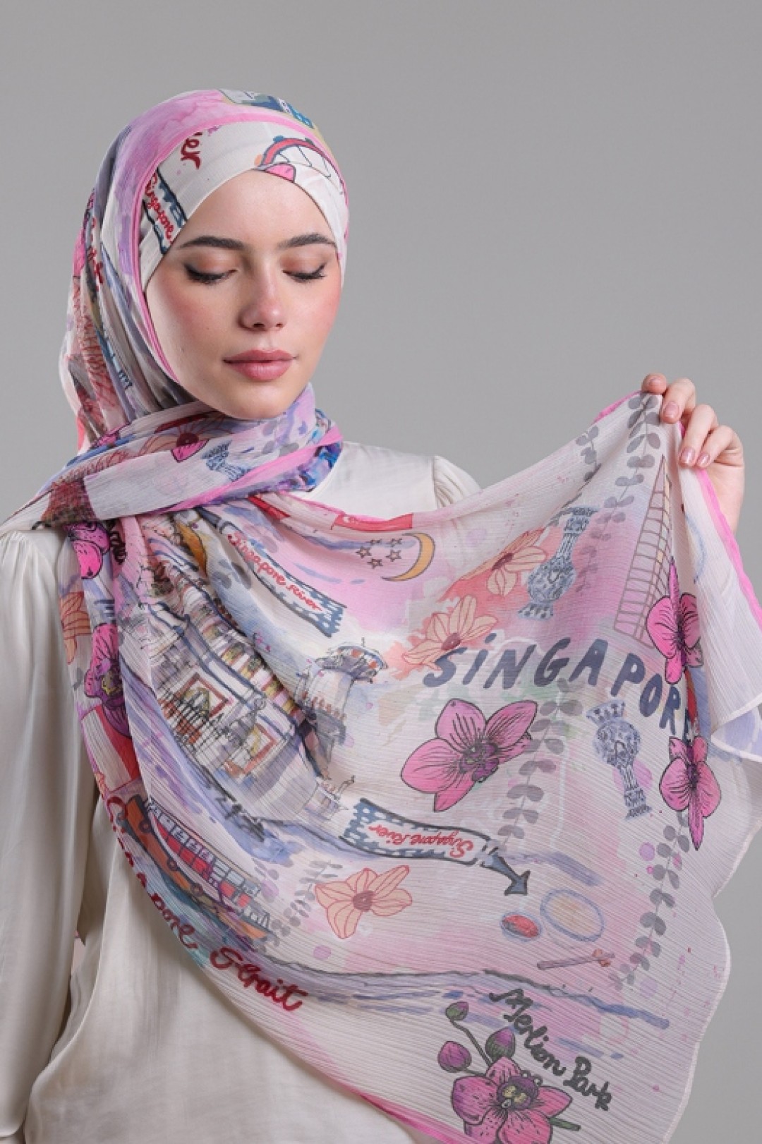 Singapore - Printed Crinkled Chiffon