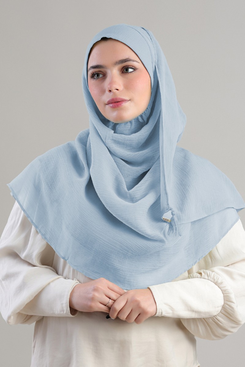 Sky Blue - Plain Crinkled Chiffon