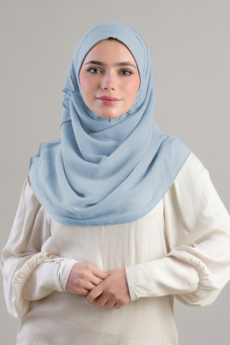 Sky Blue - Plain Crinkled Chiffon