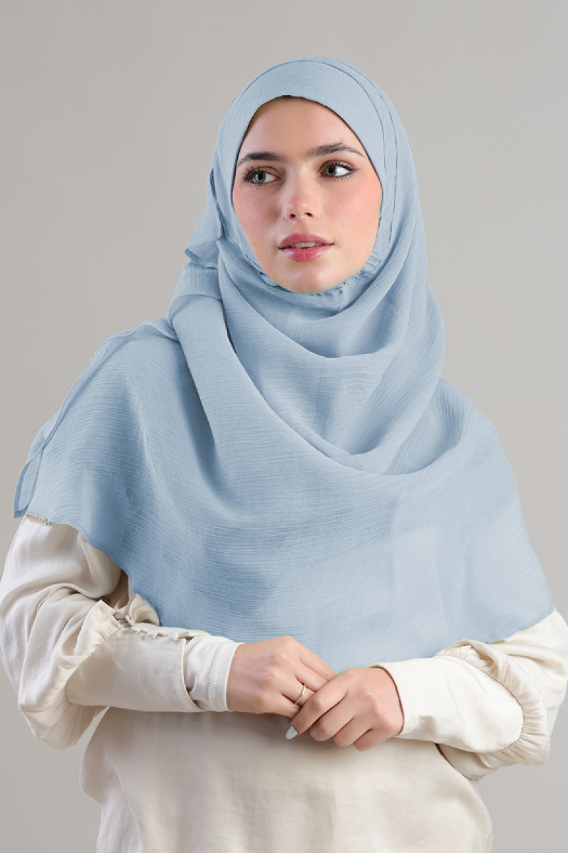 Sky Blue - Plain Crinkled Chiffon