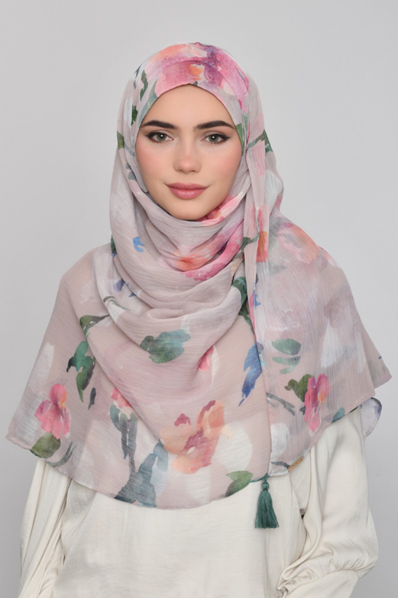 Sophia - Printed Crinkled Chiffon - Bucket Hat