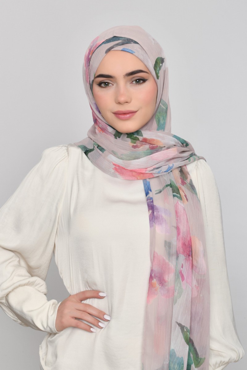 Sophia - Printed Crinkled Chiffon - Bucket Hat