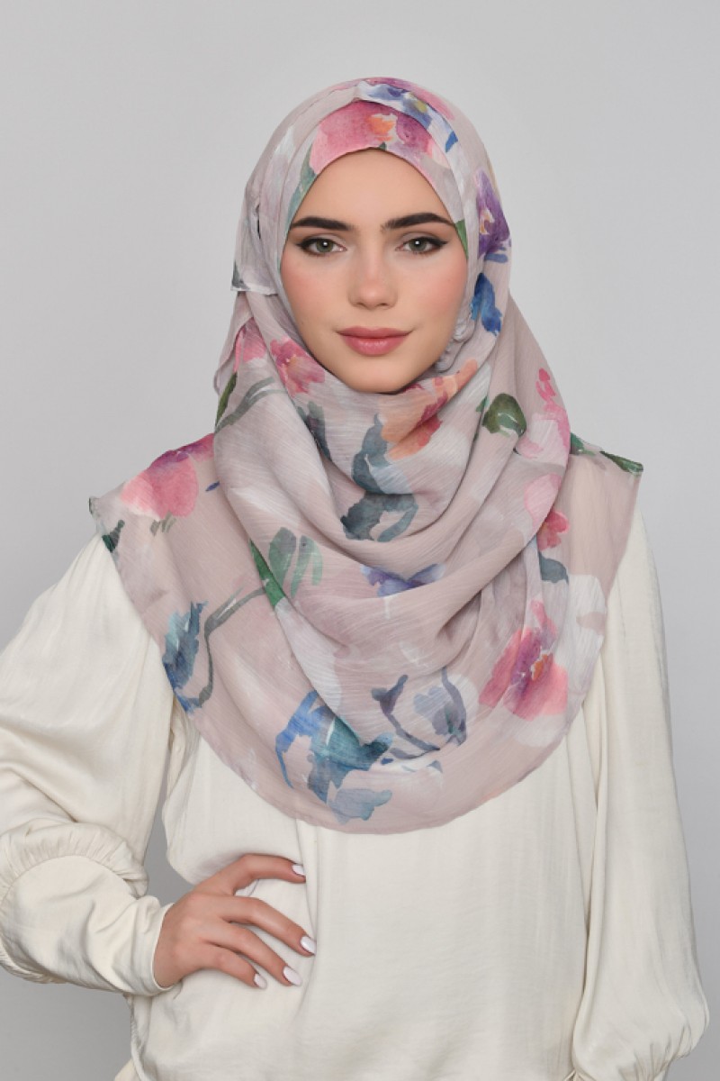Sophia - Printed Crinkled Chiffon - Bucket Hat