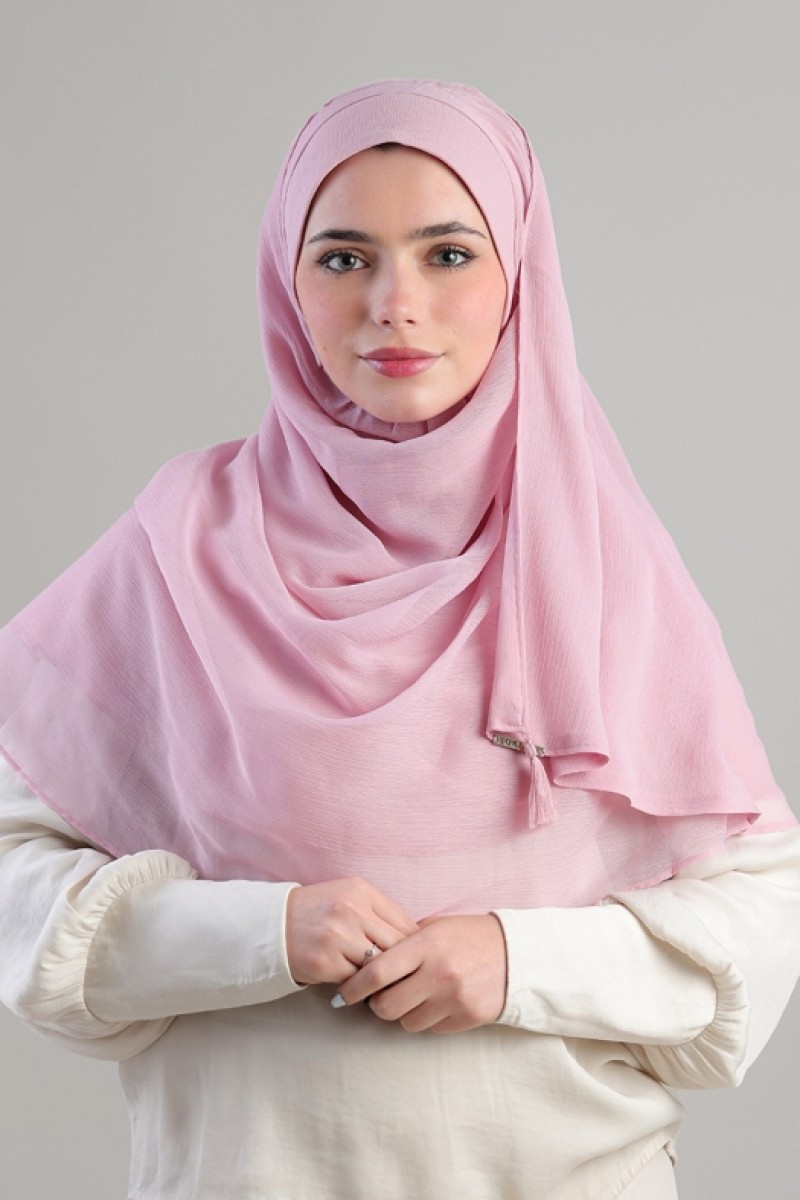 Soft Pink - Plain Crinkled Chiffon