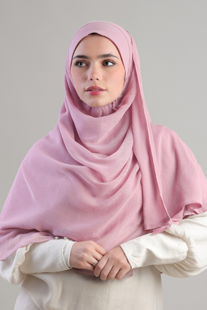 Soft Pink - Plain Crinkled Chiffon