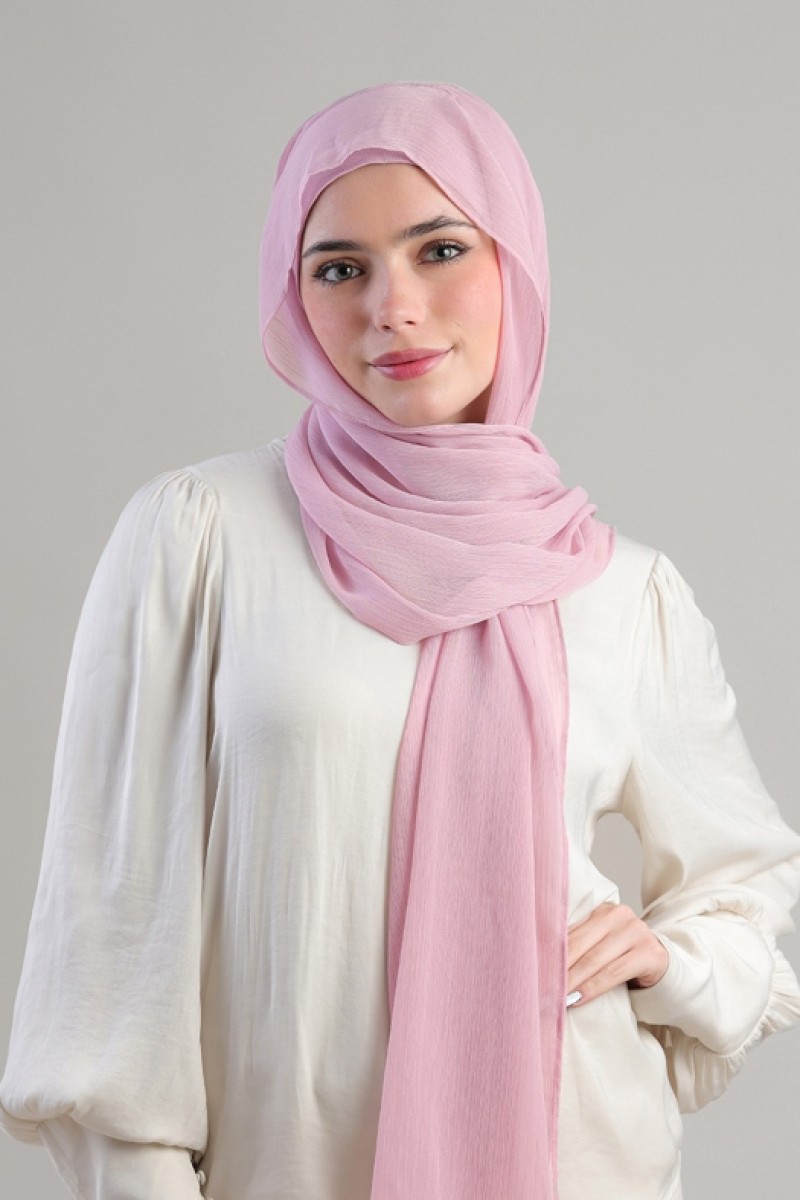Soft Pink - Plain Crinkled Chiffon