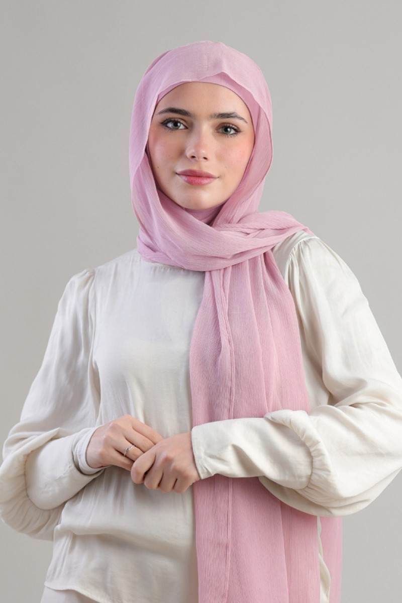Soft Pink - Plain Crinkled Chiffon