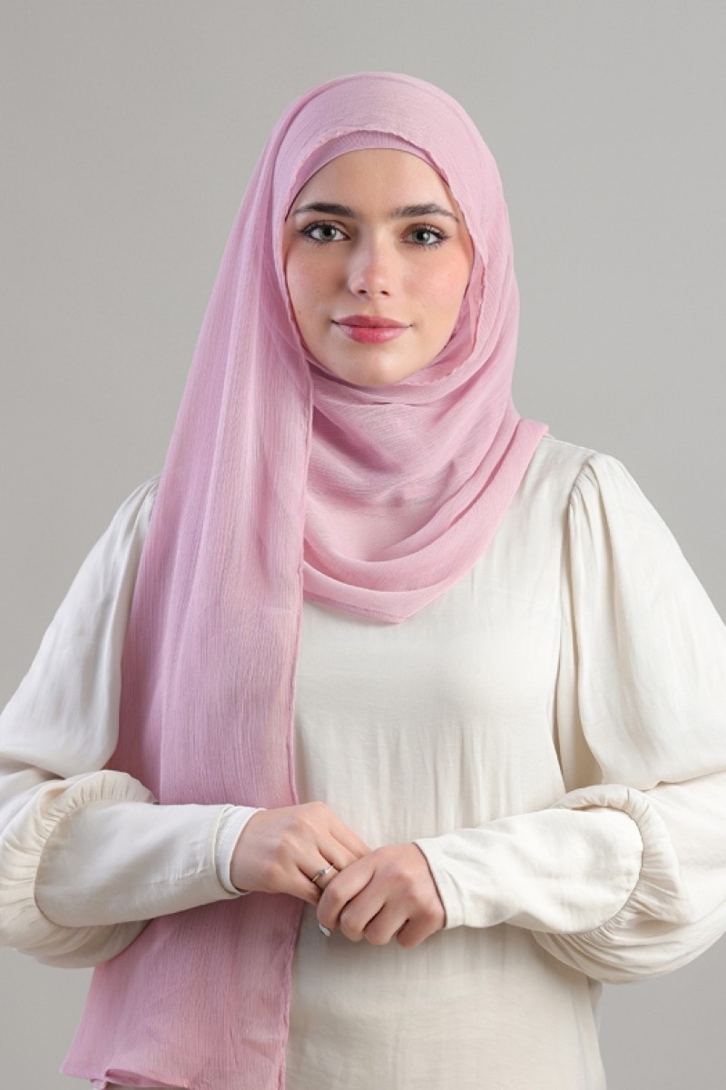 Soft Pink - Plain Crinkled Chiffon