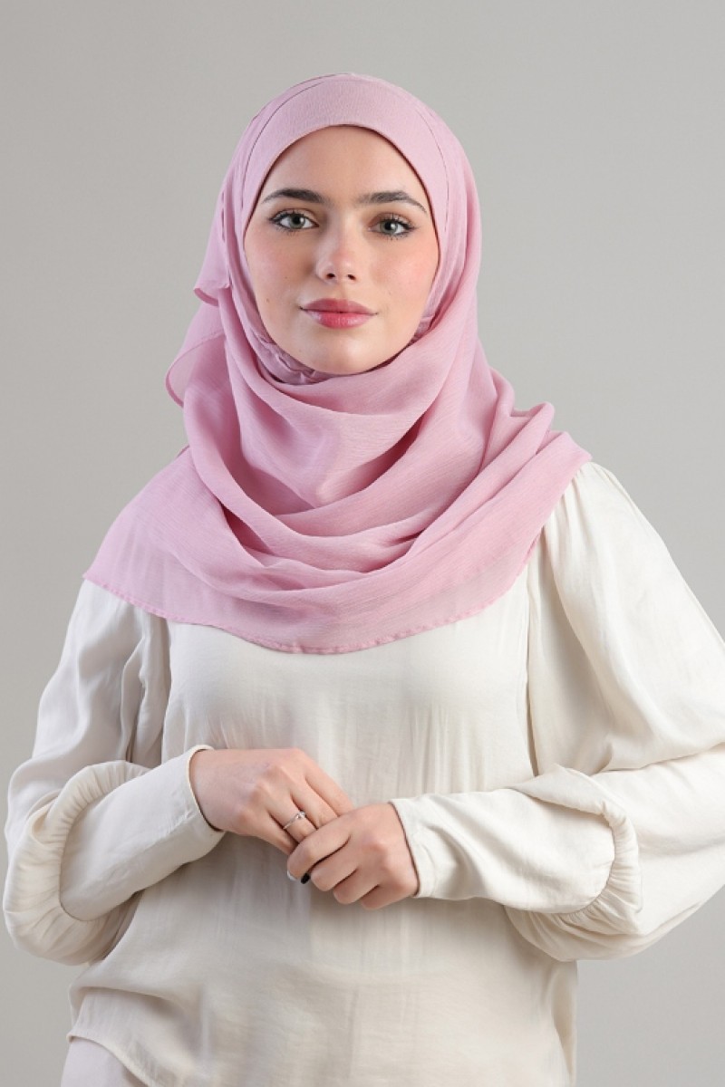 Soft Pink - Plain Crinkled Chiffon