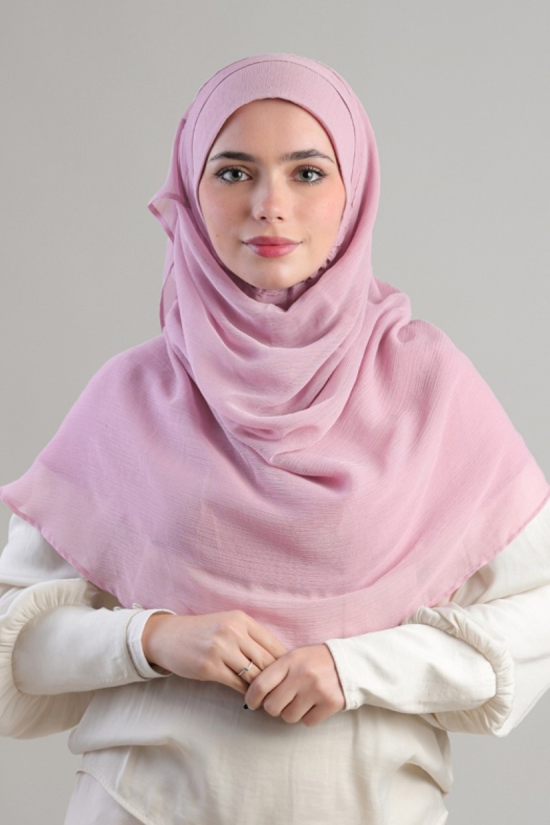 Soft Pink - Plain Crinkled Chiffon