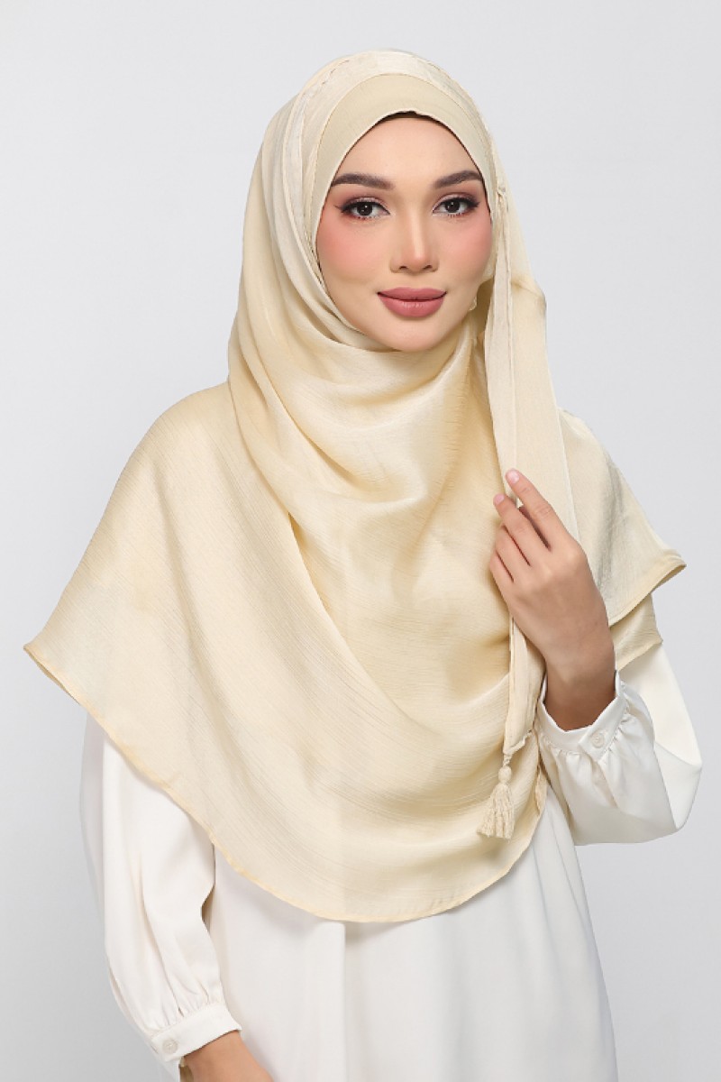 Soft Yellow - Plain Crinkled Satin