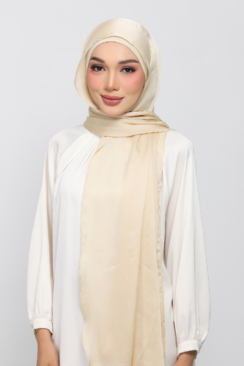 Soft Yellow - Plain Crinkled Satin