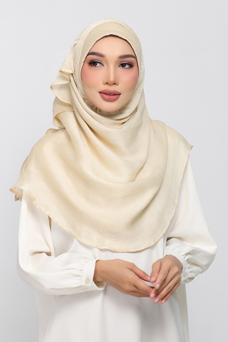 Soft Yellow - Plain Crinkled Satin