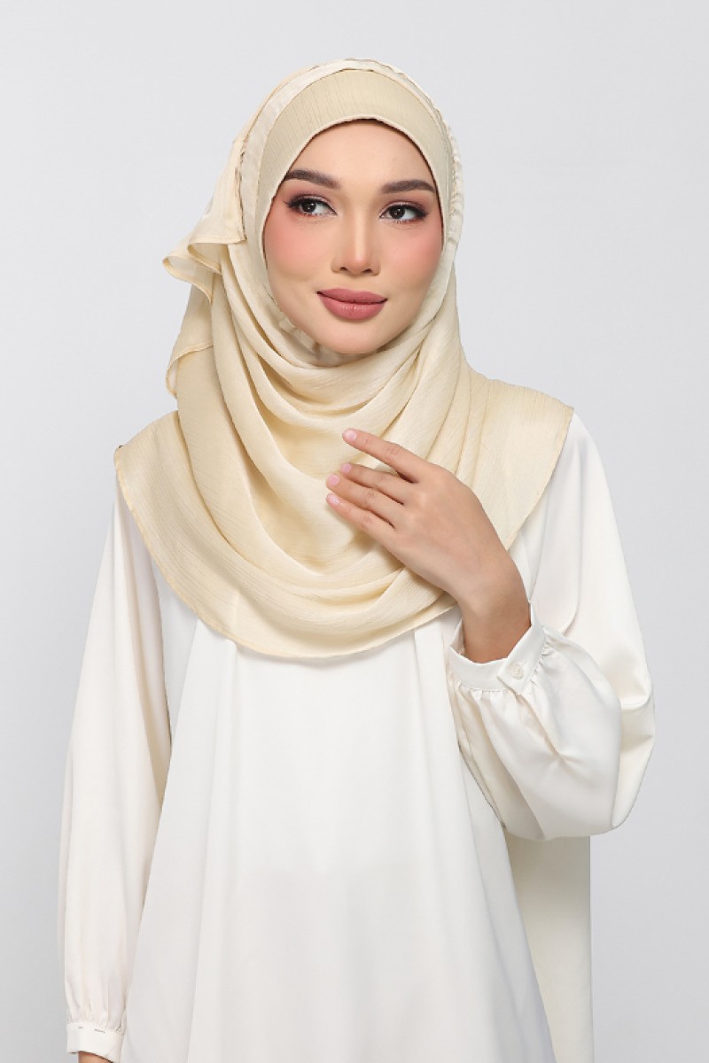 Soft Yellow - Plain Crinkled Satin