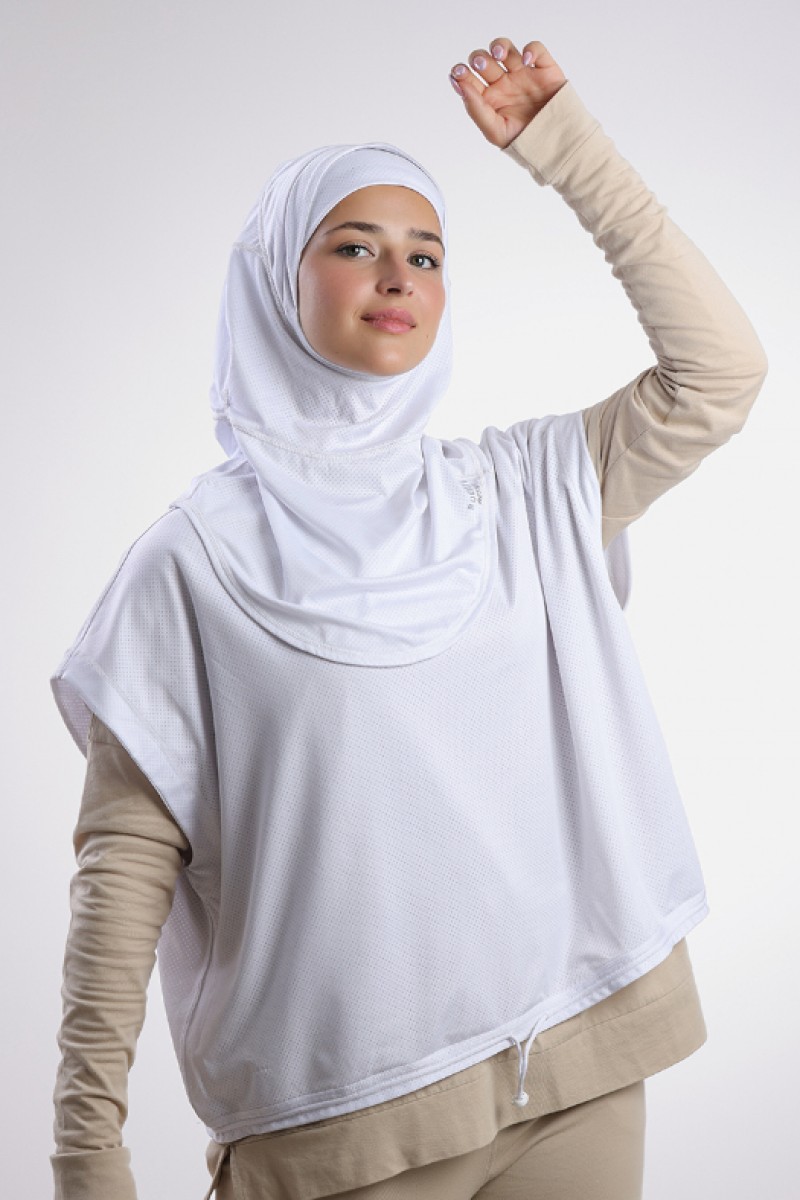 Sports Cropped Top - Plain Functional Mesh (White)