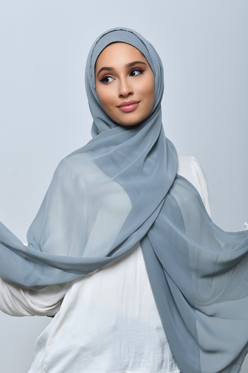 Steel - Plain Crepe Chiffon - Inner