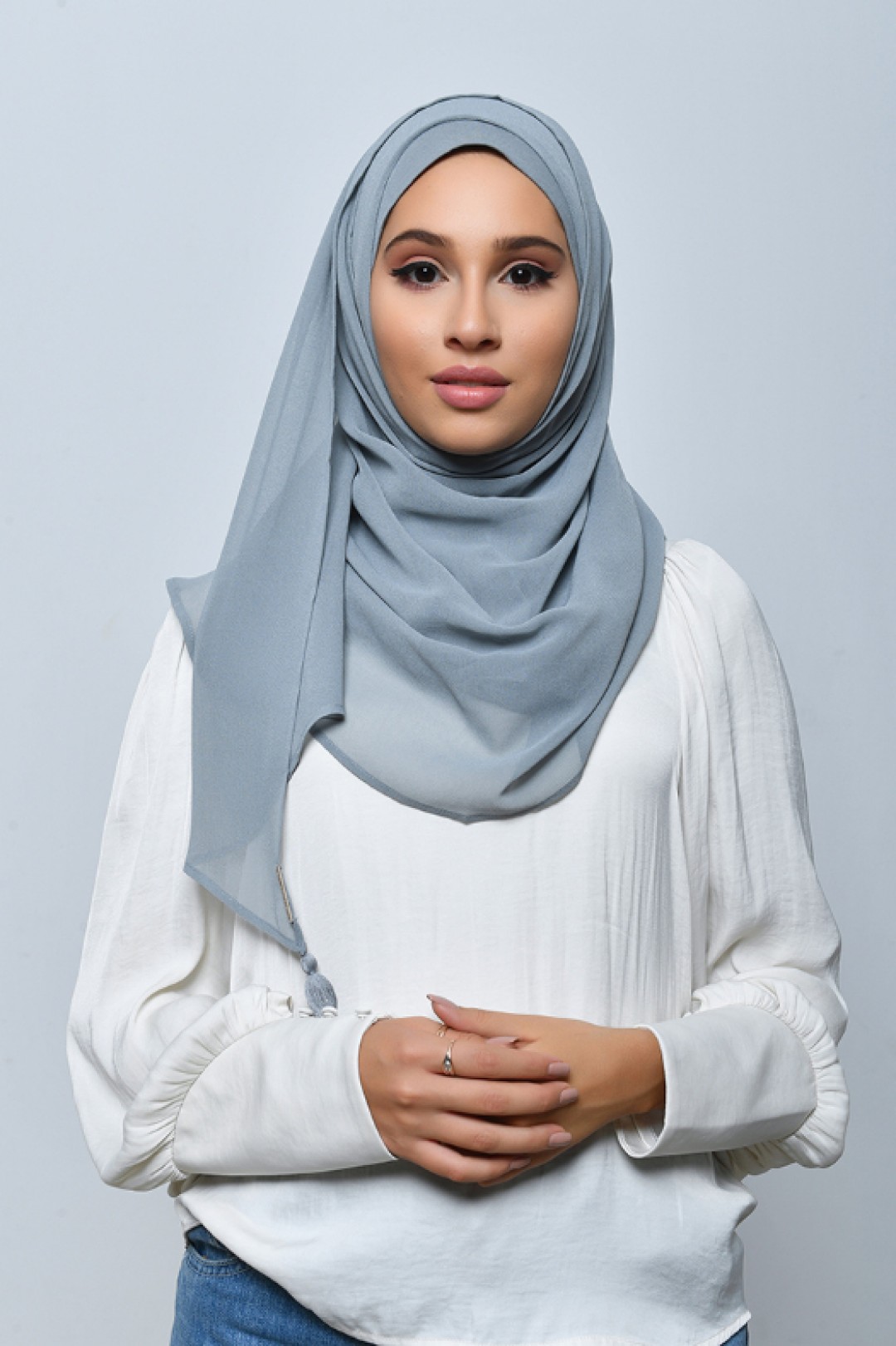 Steel - Plain Crepe Chiffon - Inner