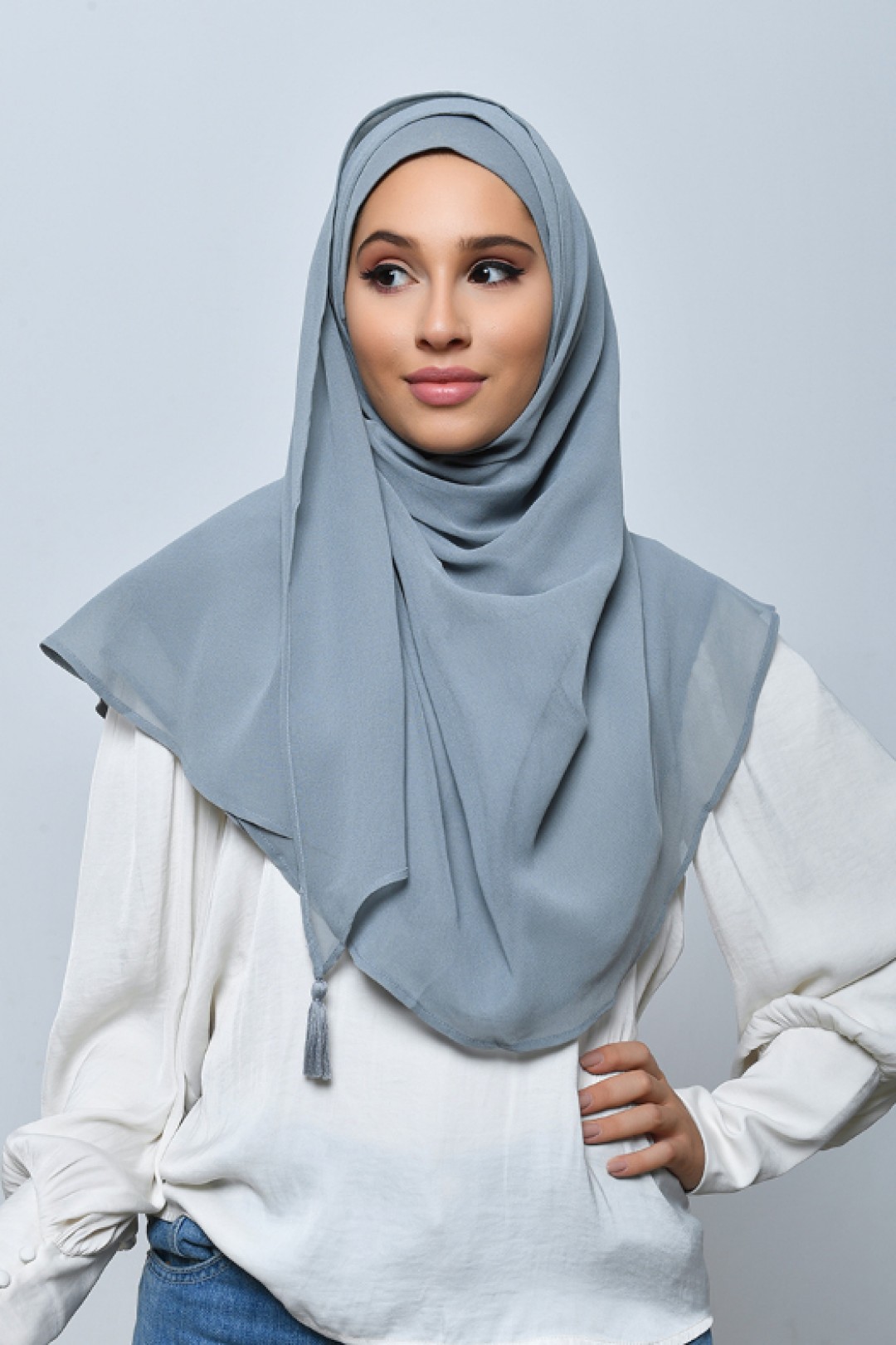 Steel - Plain Crepe Chiffon - Inner