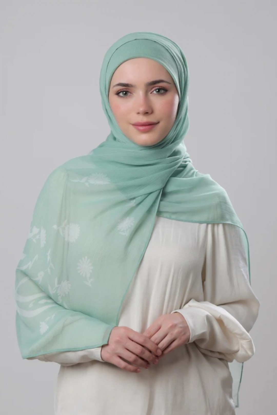 Strong Green - Printed Crinkled Chiffon