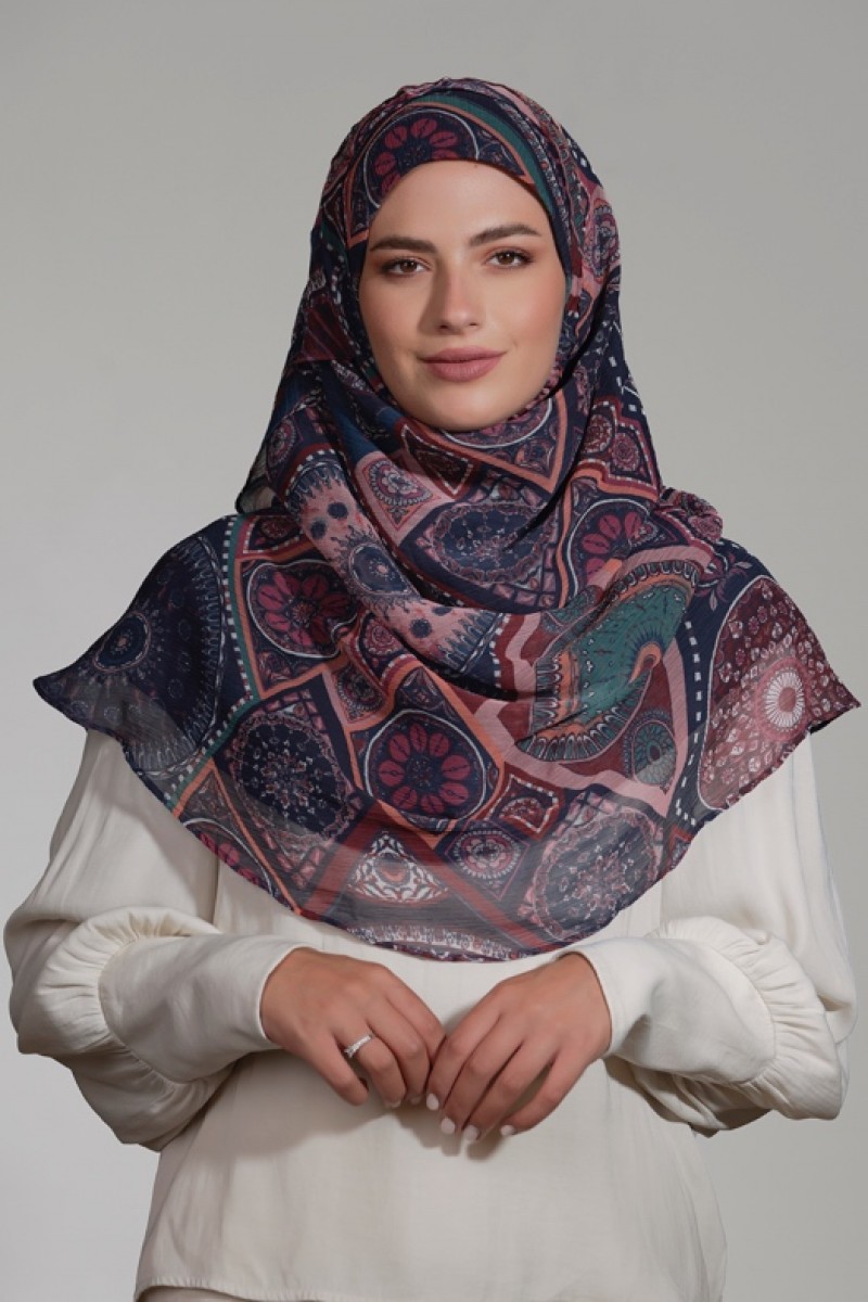 Sultana - Printed Crinkled Chiffon - Face Mask