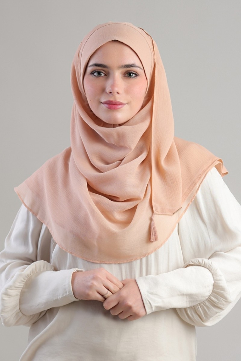 Tan Beige - Plain Crinkled Chiffon